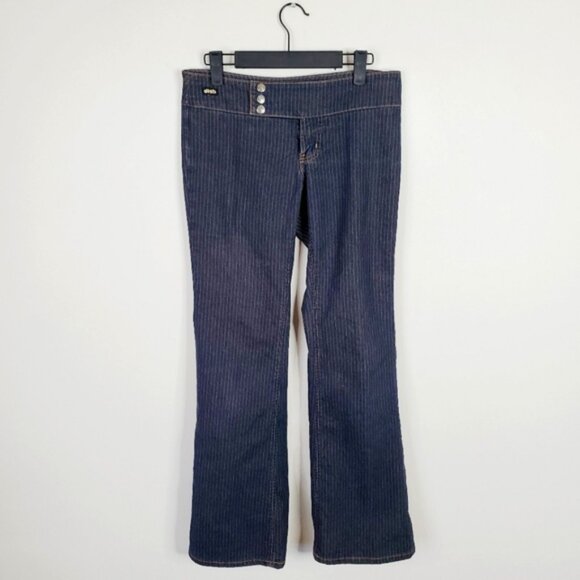 Vintage Dish Y2K 2000s Low Rise Flare Pinstriped Mean Girls Jeans 28 - Picture 1 of 9
